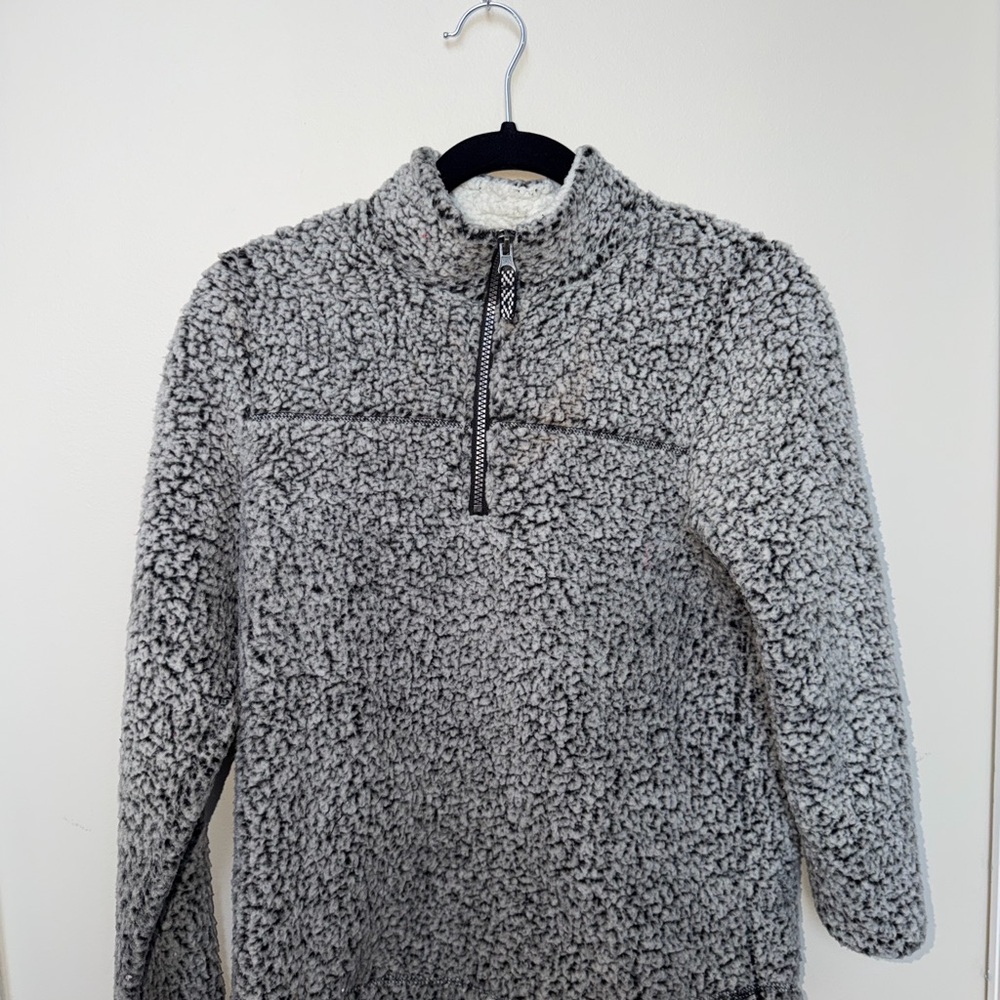 Women’s Gray Sherpa Quarter-Zip Sweater